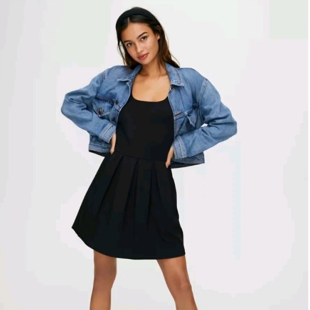 Aritzia Wilfred Tartine Sleeveless Fit and Flare Mini Dress Black Size 4